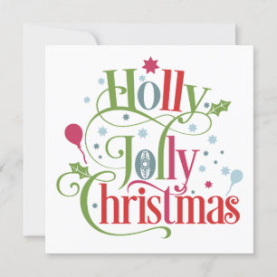 Tarjeta Festiva Navidades de Holly Jolly Cuadrado de guiones mod