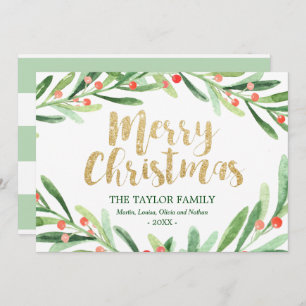 Tarjeta Festiva Navidades de Holly Wreath