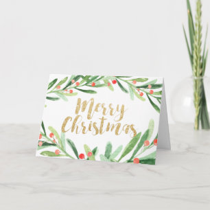 Tarjeta Festiva Navidades de Holly Wreath