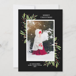 Tarjeta Festiva Navidades de Holly y Berries