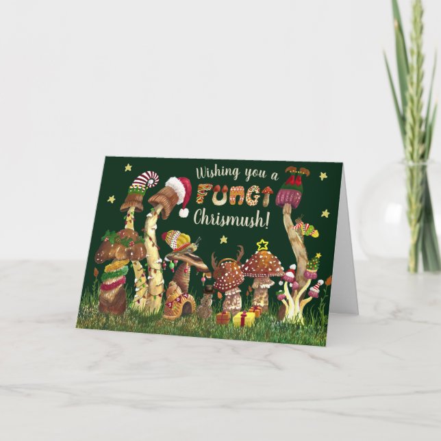 Tarjeta Festiva Navidades de hongos hongos hongos hongos festivos  (Anverso)