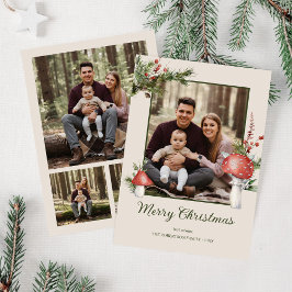 Tarjeta Festiva Navidades de hongos rústicos de Woodland 4 Foto