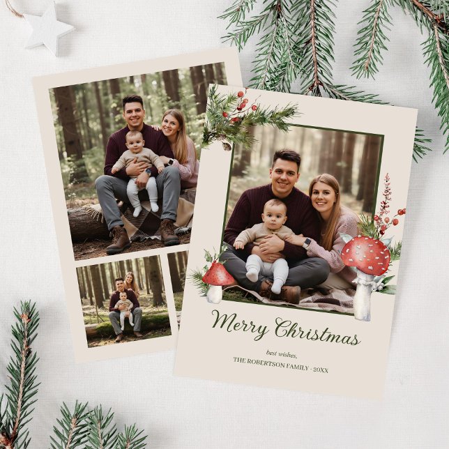 Tarjeta Festiva Navidades de hongos rústicos de Woodland 4 Foto (Subido por el creador)