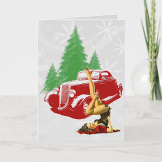 Tarjeta Festiva Navidades de Hot Rod y Pin Up