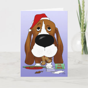 Tarjeta Festiva Navidades de Hound Basset