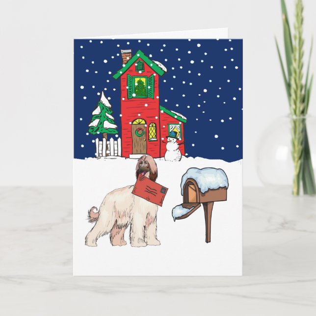 Tarjeta Festiva Navidades de Hound de Afganistán (Anverso)