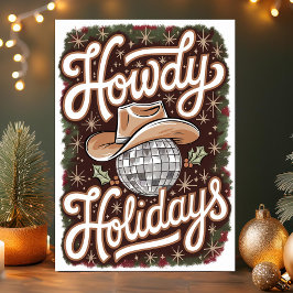 Tarjeta Festiva Navidades de Howad Holidays Western Cowboy Disco B