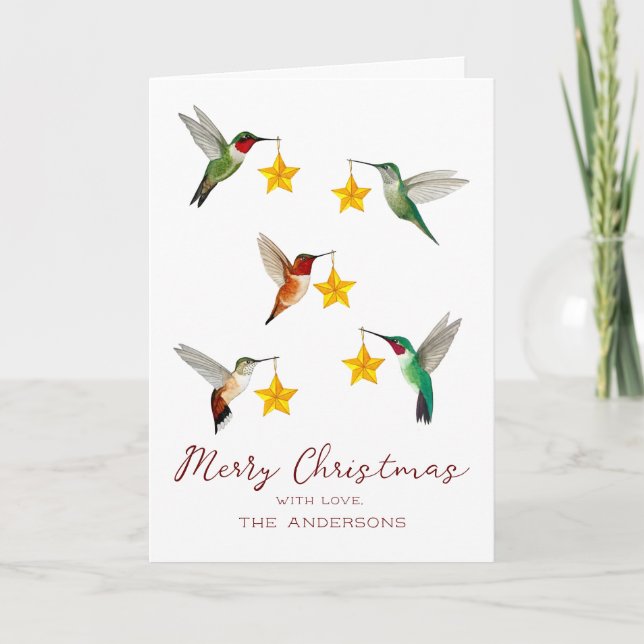 Tarjeta Festiva Navidades de Hummingbirds personalizados (Anverso)
