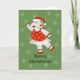 Tarjeta Festiva navidades de illusima Ballerina Hippo Snowflakes