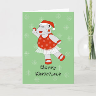 Tarjeta Festiva navidades de illusima Ballet Hippo Snowflakes Gree