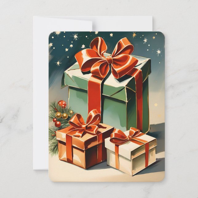 Tarjeta Festiva navidades de ilustracion de regalo (Anverso)