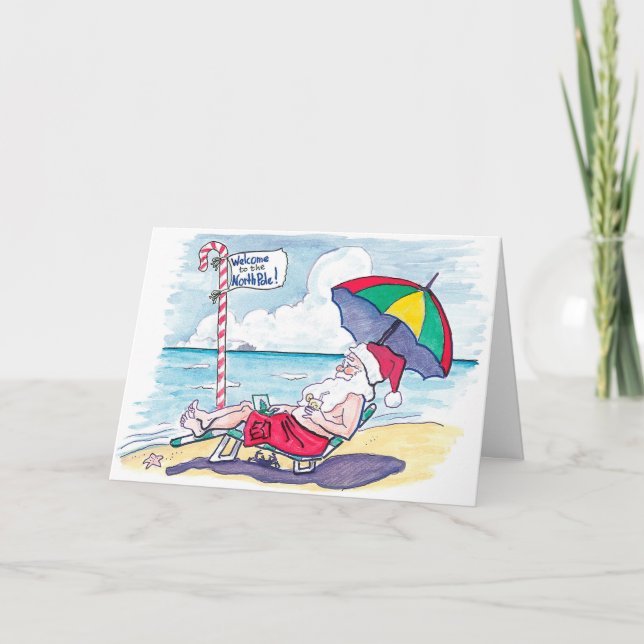 Tarjeta Festiva Navidades de imágenes de Santa María Retro (Anverso)