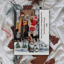 Navidades de invierno acuarela Gnome Photo