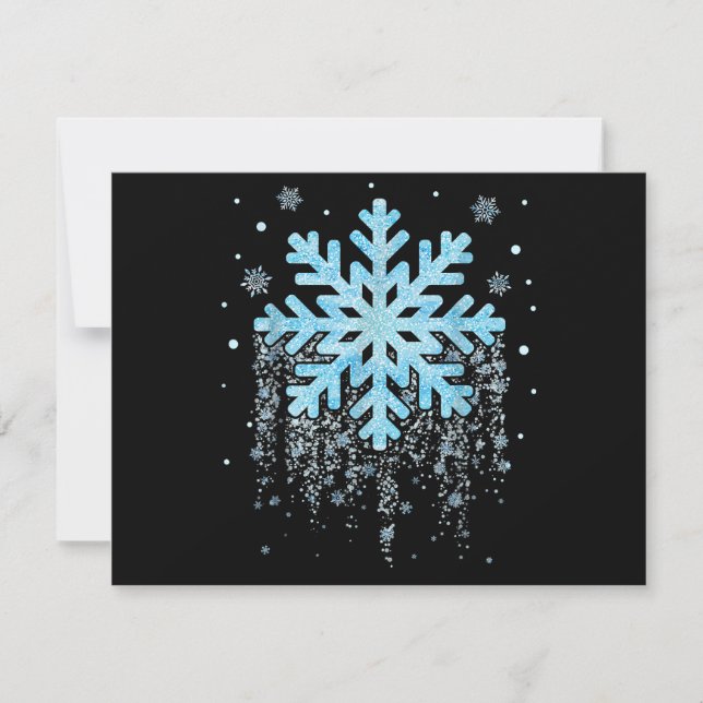 Tarjeta Festiva Navidades de invierno con copos de nieve (Anverso)