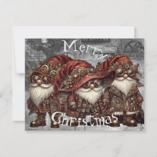 Tarjeta Festiva Navidades de invierno de Gnome Steampunk