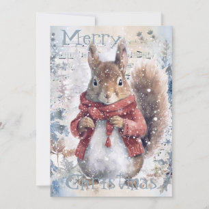 Tarjeta Festiva Navidades de invierno de la ardilla suave
