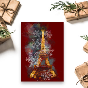 Tarjeta Festiva Navidades de invierno de la Torre Eiffel de París