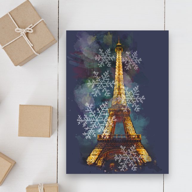 Tarjeta Festiva Navidades de invierno de la Torre Eiffel de París (Subido por el creador)