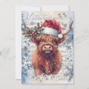 Tarjeta Festiva Navidades de invierno de la vaca Highland