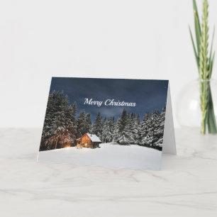 Tarjeta Festiva Navidades de invierno de nieve de cañón rústico