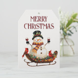 Tarjeta Festiva Navidades de invierno de Snowman Wine