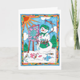 Tarjeta Festiva Navidades de invierno de vacaciones de muñeco de n