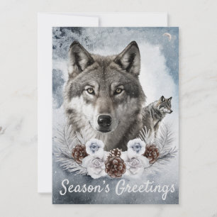 Tarjeta Festiva Navidades de invierno de Wolves Watercolor