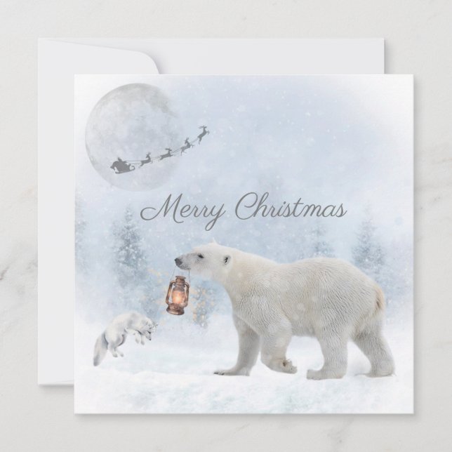 Tarjeta Festiva Navidades de invierno del Cute Polar Bear Arctic F (Anverso)