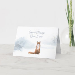 Tarjeta Festiva Navidades de invierno Elegante Zorro