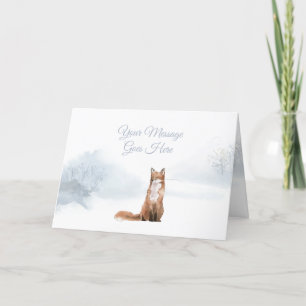 Tarjeta Festiva Navidades de invierno Elegante Zorro