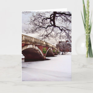 Tarjeta Festiva Navidades de invierno en el río Charles Boston