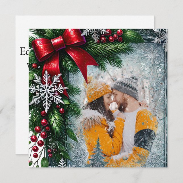 Tarjeta Festiva Navidades de invierno en la frontera de siempre ve (Anverso / Reverso)