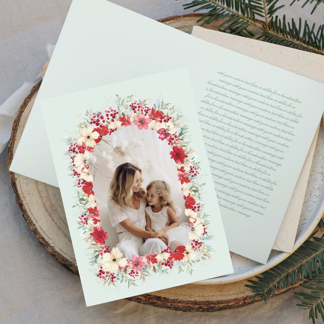 Tarjeta Festiva navidades de invierno foto de arco de poinsettia (Subido por el creador)