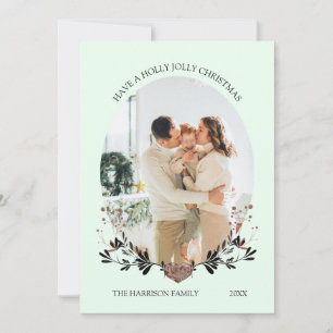 Tarjeta Festiva Navidades de invierno fotografian verde