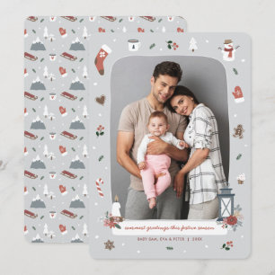 Tarjeta Festiva Navidades de invierno nórdicos foto de aldea de va