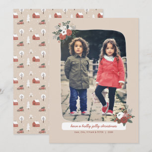Tarjeta Festiva Navidades de invierno nórdicos foto de aldea de va