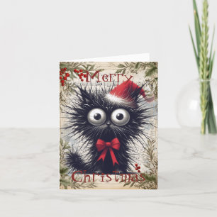 Tarjeta Festiva Navidades de invierno Personalizado de gato acuare