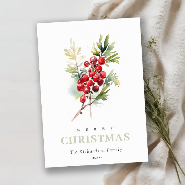 Tarjeta Festiva Navidades de invierno Red Berry Fir (Subido por el creador)
