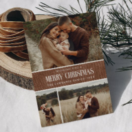 Tarjeta Festiva Navidades de invierno ruidosos marrones 3 Collages