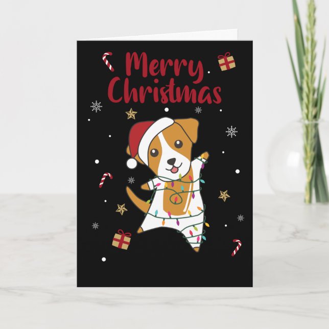Tarjeta Festiva Navidades de Jack Russel Perro Animales de Inviern (Anverso)