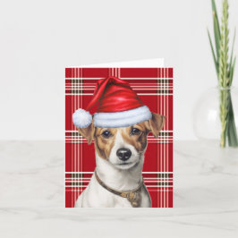 Tarjeta Festiva Navidades de Jack Russell Navidades de Red Plaid