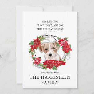 Tarjeta Festiva Navidades de Jack Russell Watercolor Poinsettia