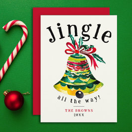 Tarjeta Festiva Navidades De Jingle Doblan La Color Rojo Y Verde D