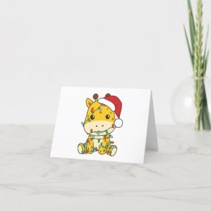 Tarjeta Festiva Navidades de jirafa en invierno animan jirafas