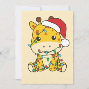Tarjeta Festiva Navidades de jirafa en invierno animan jirafas