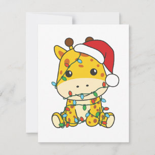 Tarjeta Festiva Navidades de jirafa en invierno animan jirafas