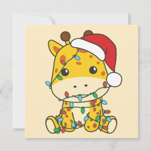Tarjeta Festiva Navidades de jirafa en invierno animan jirafas