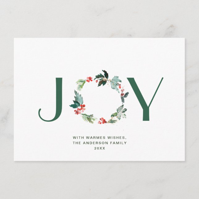 Tarjeta Festiva NAVIDADES de JOY Festive Holly Berry Wreath saludo (Anverso)