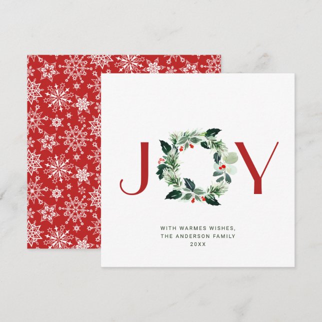 Tarjeta Festiva NAVIDADES de JOY Festive Holly Berry Wreath saludo (Anverso / Reverso)