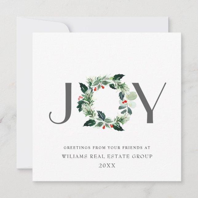 Tarjeta Festiva NAVIDADES de JOY Festive Holly Berry Wreath saludo (Anverso)